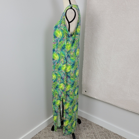 Lands' End Multi Color Tropical Palm Print Sleeveless Tank Maxi Dress Sz MP - Picture 7 of 14